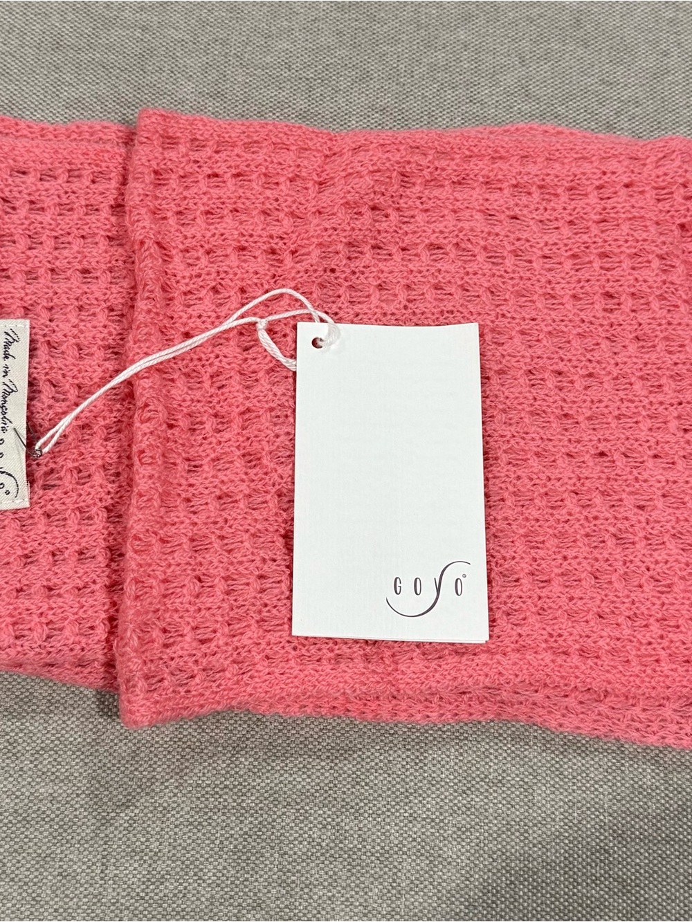 Coral Pink 100% Mongolian Cashmere, Waffle Knit Womens scarf